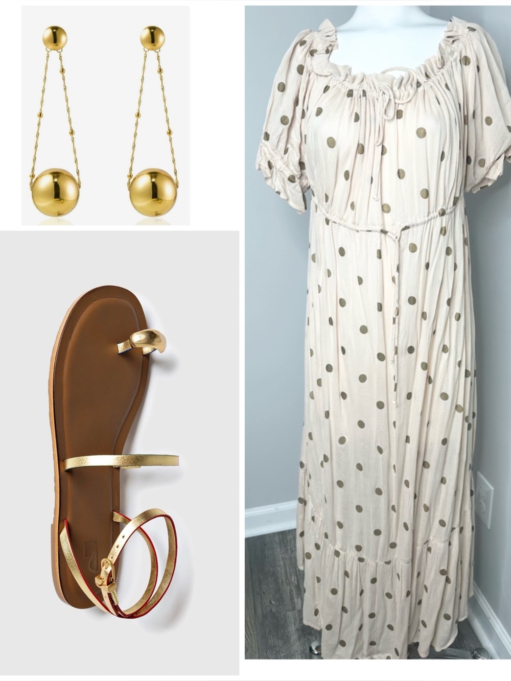 ASOS Pink Gold Polka Dot Maxi Dress-12